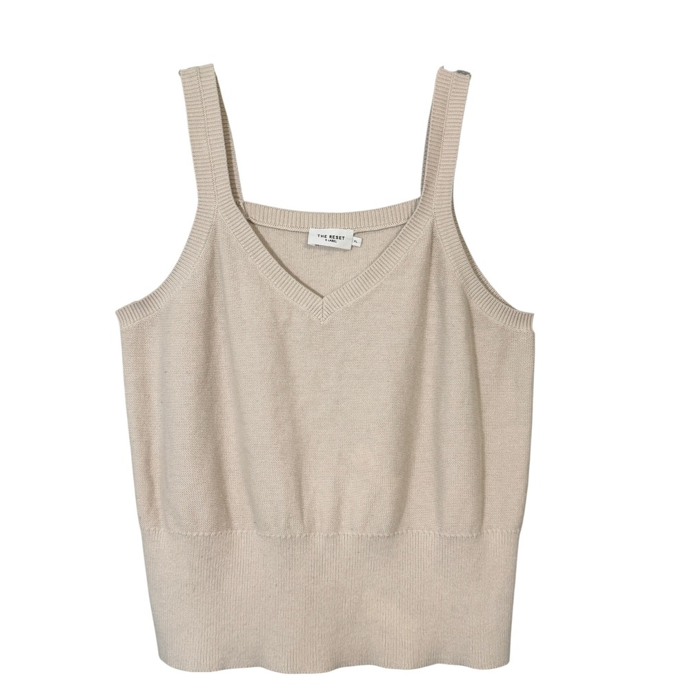 The Reset Label Knit Women's Tank‎ Top XL Cotton Silk Minimalist Quiet Luxury
